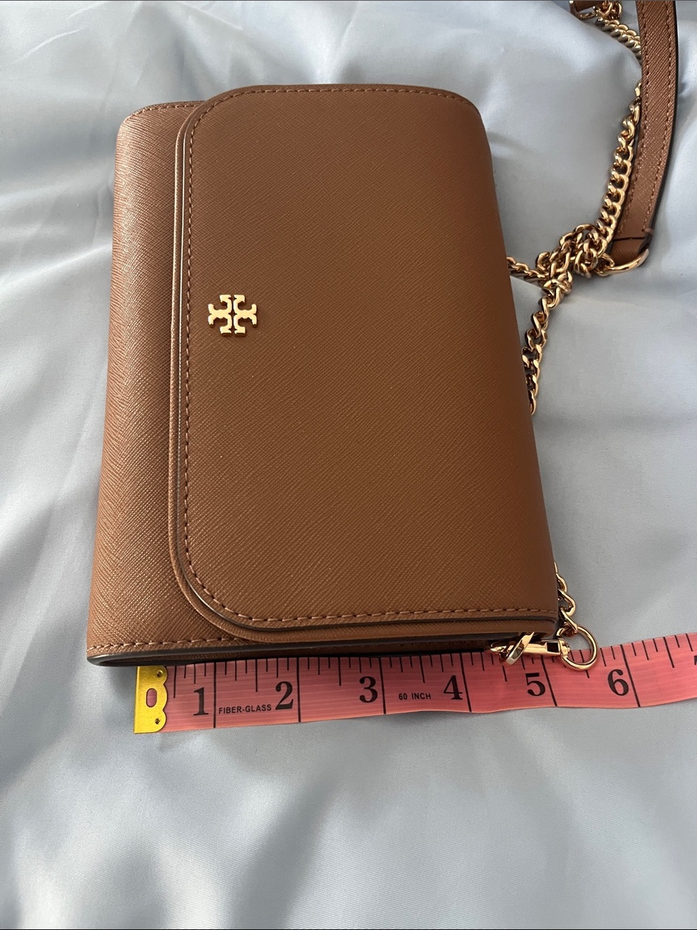 Tory Burch Mocha Leather Crossbody with Gold Chain - Picture 5 of 6